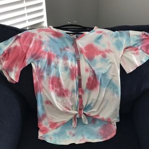 Sweet Lovely Tye Dye Bell Sleeve Top